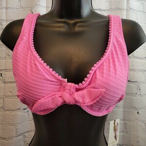 Jessica Simpson Women's Pretty in Pique Tie-Front Bikini TOP ONLY